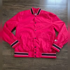 Vtg STARTER Black Label Mens Red Varsity Jacket Bomber Streetwear Size M